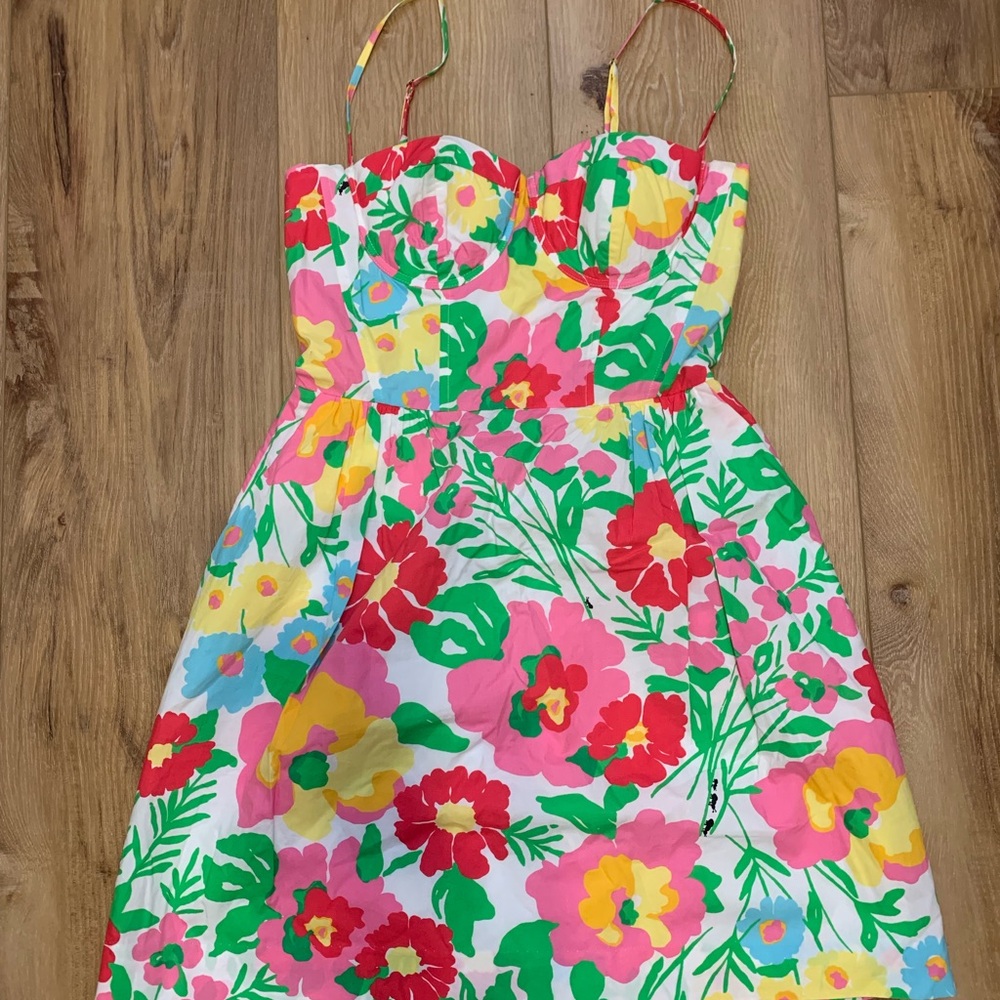 Lilly Pulitzer Strapless Floral Dress - Pink, Red, Green, Yellow